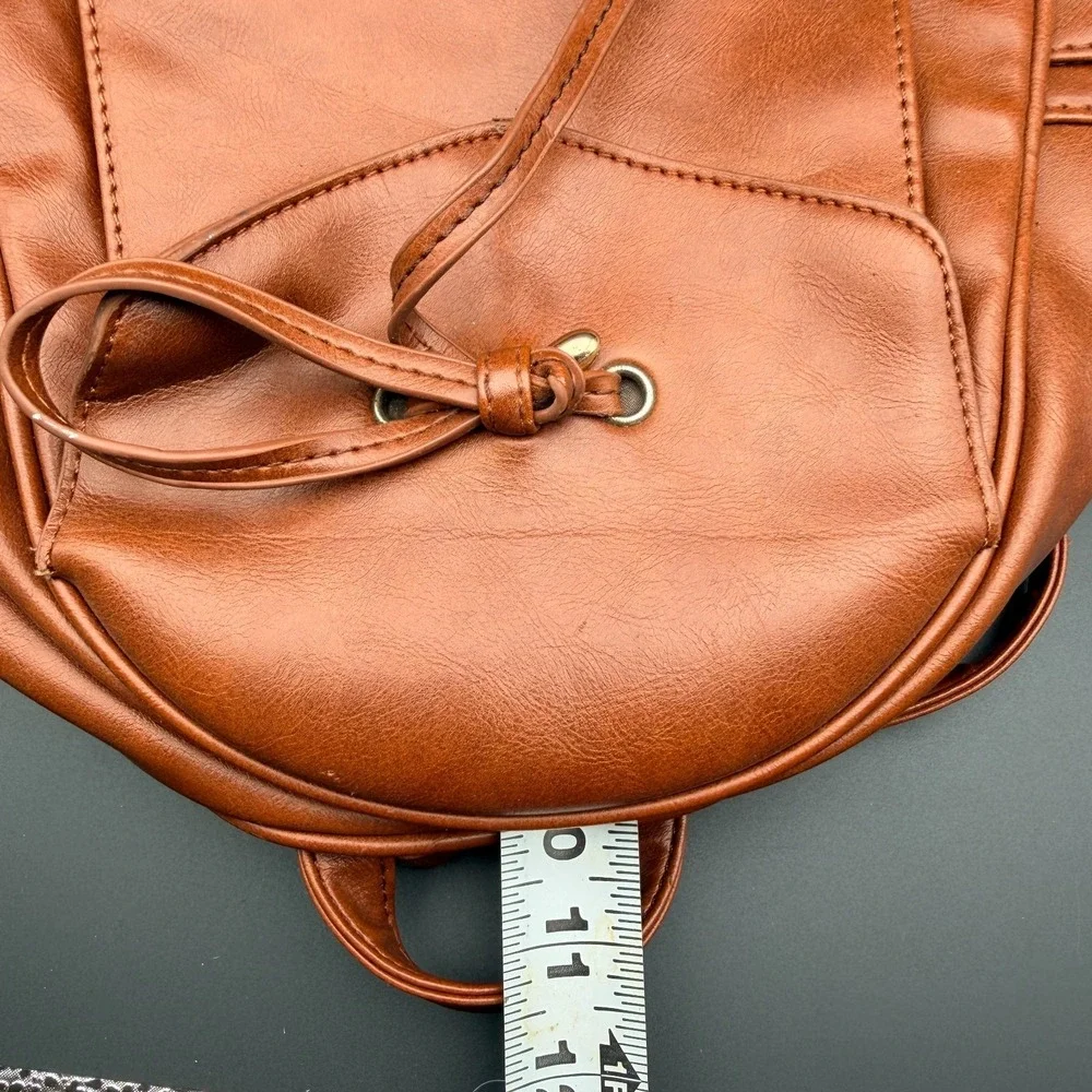 Coofit Backpack Bag Womens Brown Leather‎ Top Carry Handle Adjustable Straps